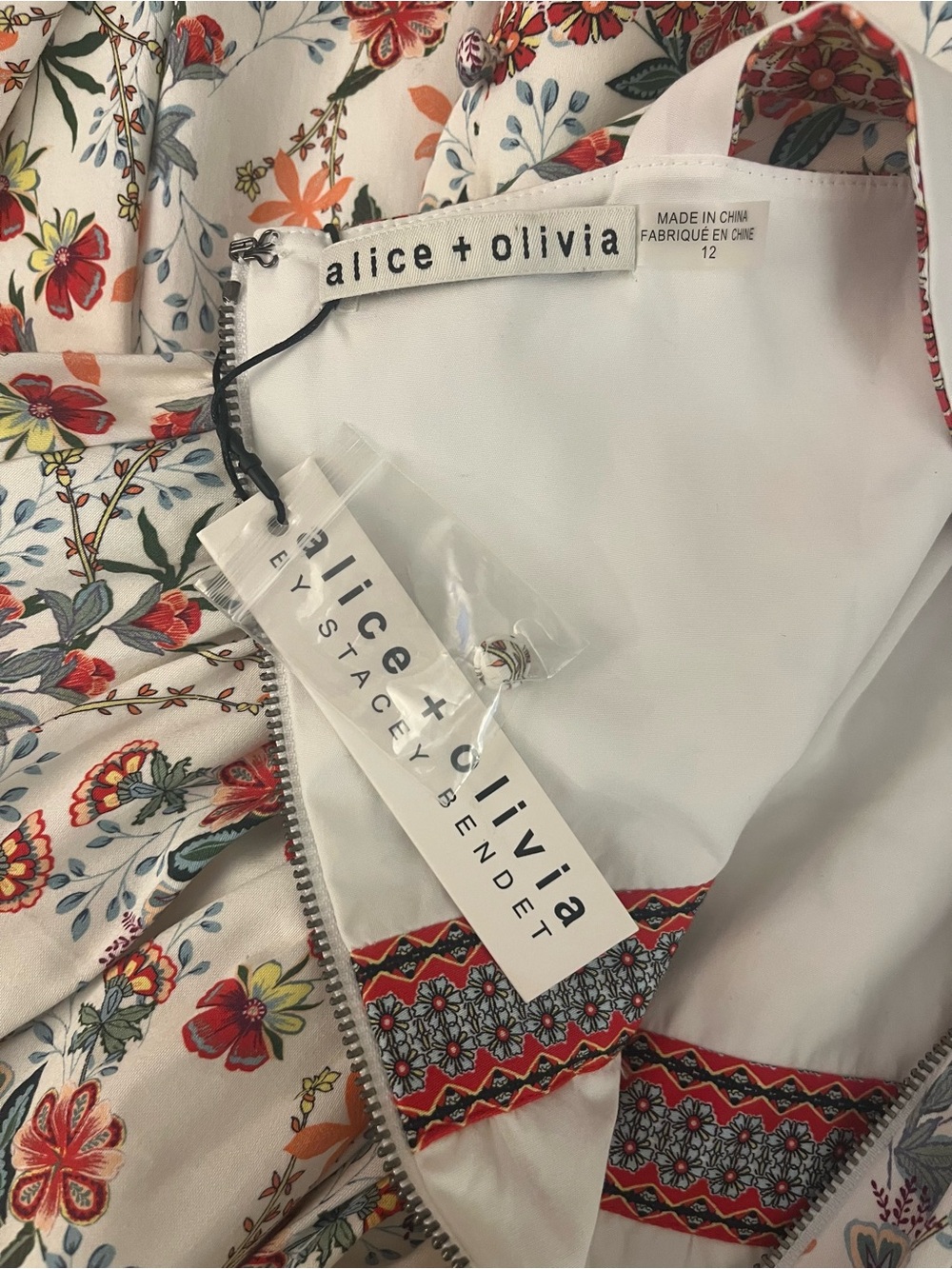 Alice + Olivia White Midi Dress with Pink Floral Print - Picture 11 of 11